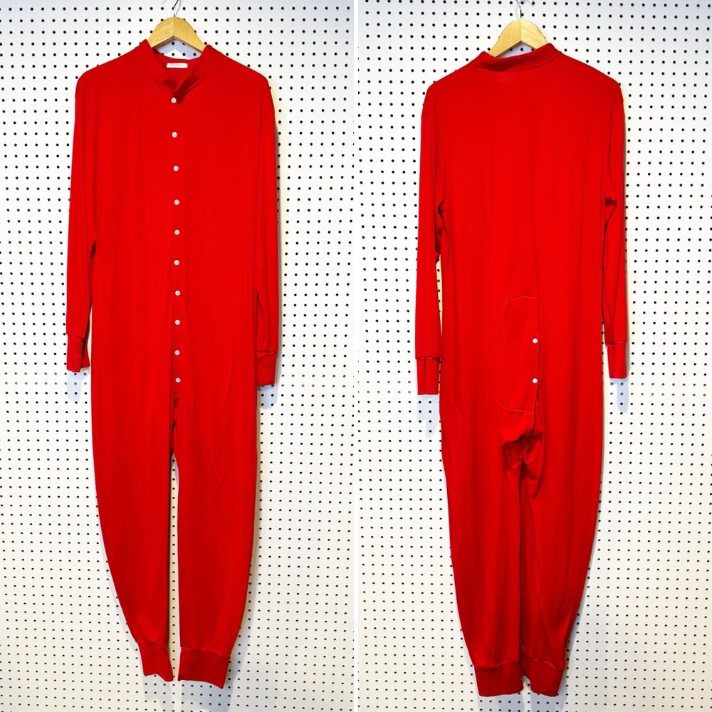 Hotouch | Men's Classic Red‎ Union Suit One Piece Pajama w/n Rear Button Flap